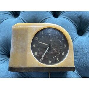 Vintage Mid Century Modern Moonbeam WestClox Brown Face Alarm Clock